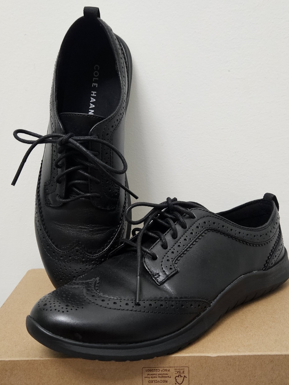 Cole Haan Women's Black Wingtip Oxford